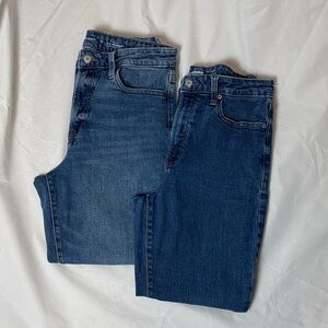 Old Navy Women's O.G. Straight Leg Jeans in Dark and Medium Blue